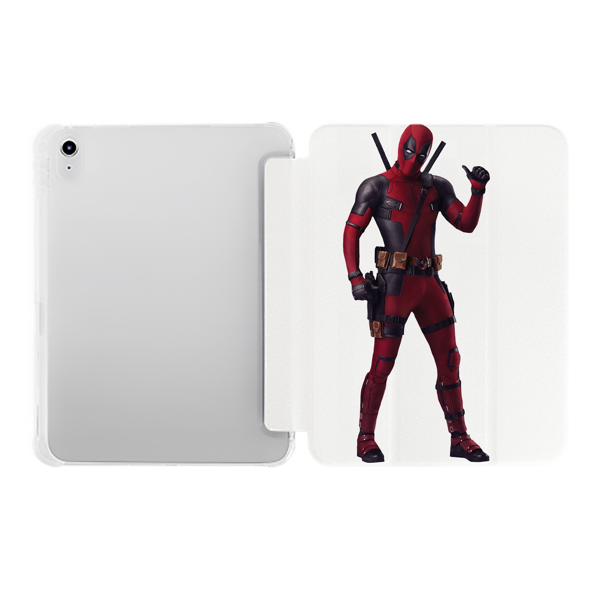 （画像用） Deadpool デッドプール IPad ケース ペン収納付き 三つ折りスタンド PUレザー×シリコン 対応機種9.5/10.5/10.9インチ